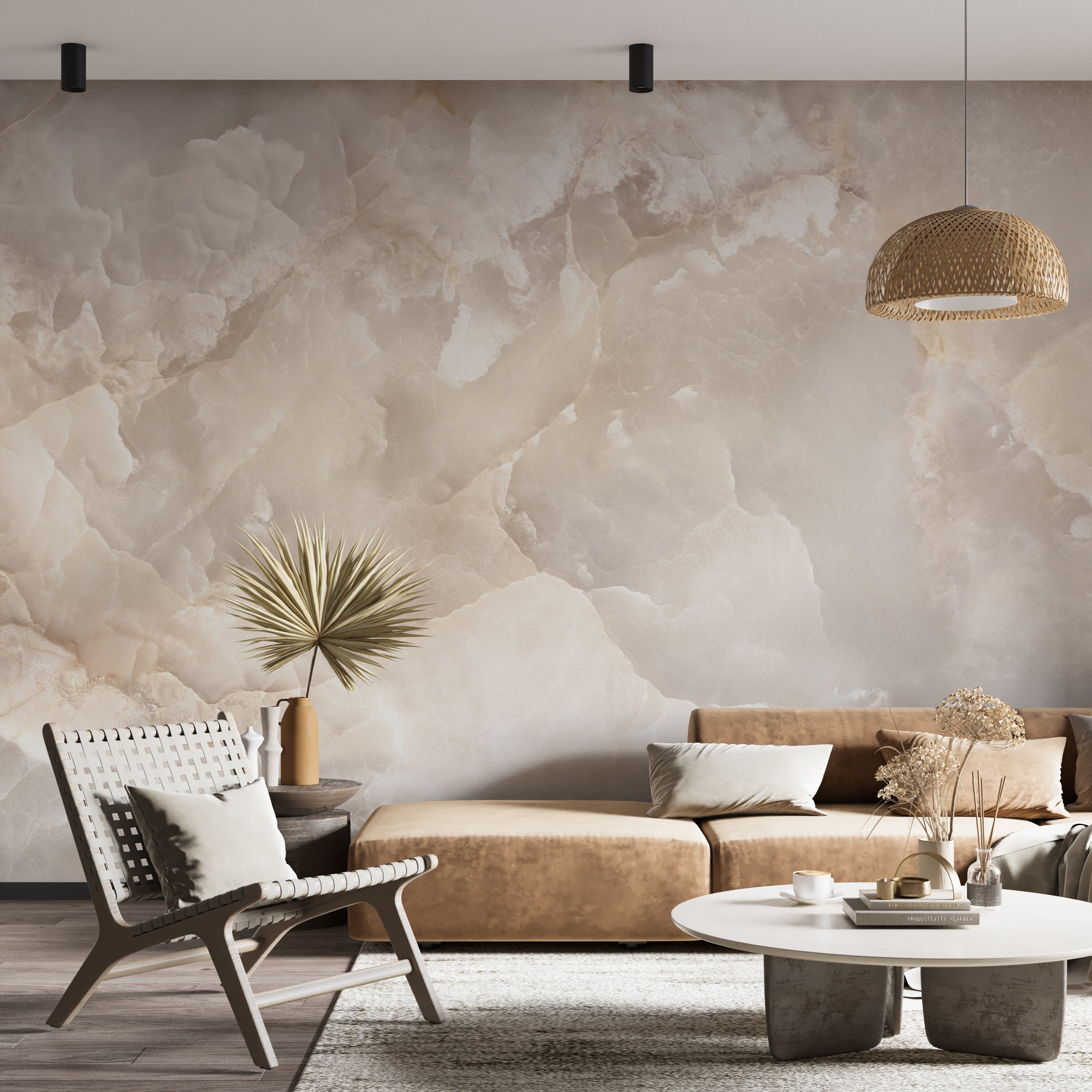 MODERN Beige Marble Wallpaper Soft Abstract Beige Marble Mural Luxury ...