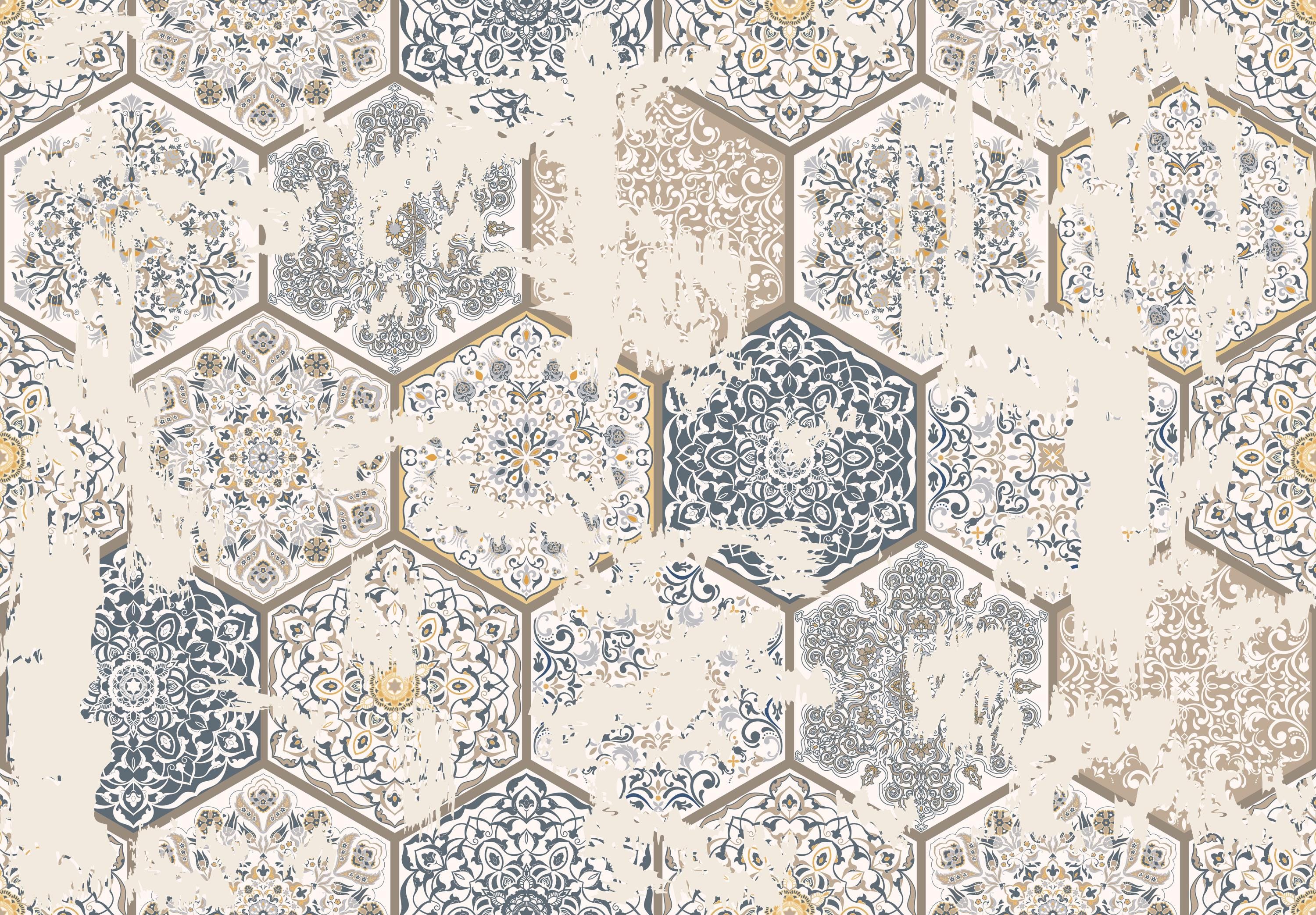 Vintage Patchwork Wall | Abstract Azulejos Tiles Mural | Portuguese ...