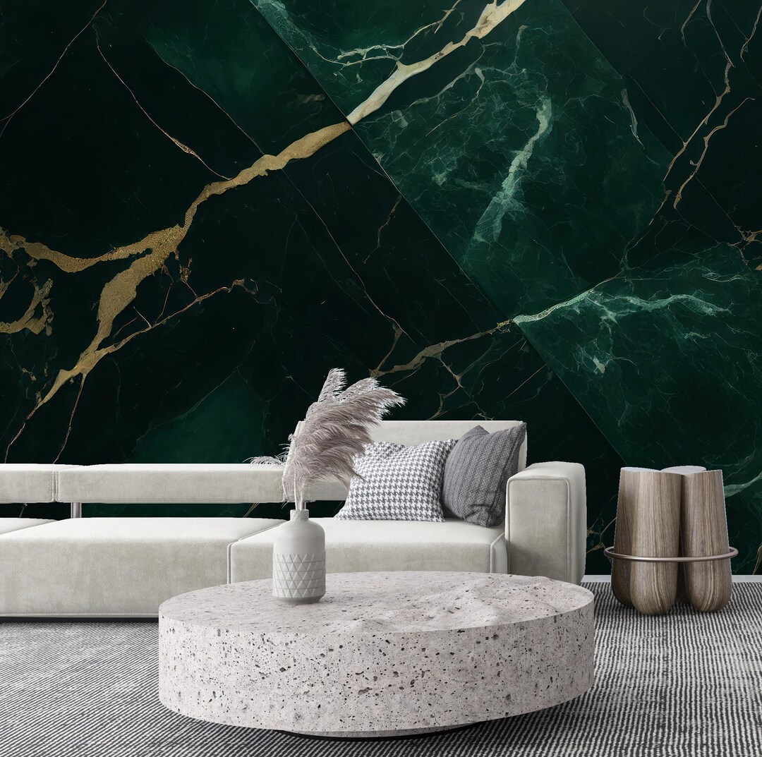 Green Marble Wallpaper Mural: Modern Abstract Peel and Stick #644 - Etsy
