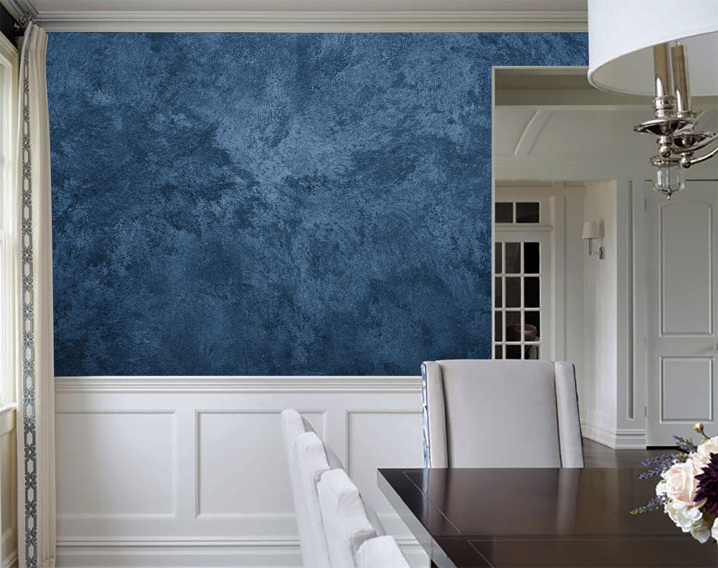 NAVY Blue Concrete Wallpaper Modern Faux Texture Peel and Stick Grunge