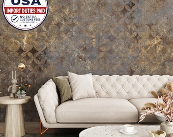 Gold Venetian Plaster Wallpaper: Modern Abstract Texture, Peel and Stick Removable Wall Art M553