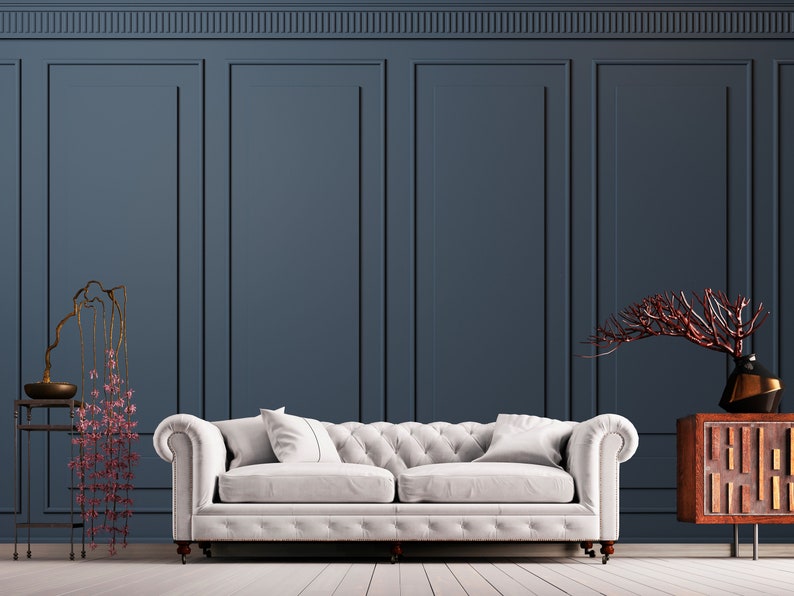 Modern Dark Blue Wood Panels Wallpaper Luxury Wall Mural - Etsy