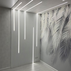 Silbrige Tropische Blätter Tapete Wandbild: Monochromer Dschungel Druck #411