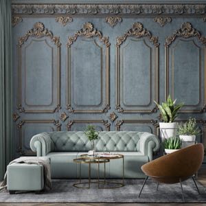 OLD Stucco Wood Panels Wallpaper | Antique Classic Wood Mural | Vintage Art | Wainscot | Luxury Boiserie #344