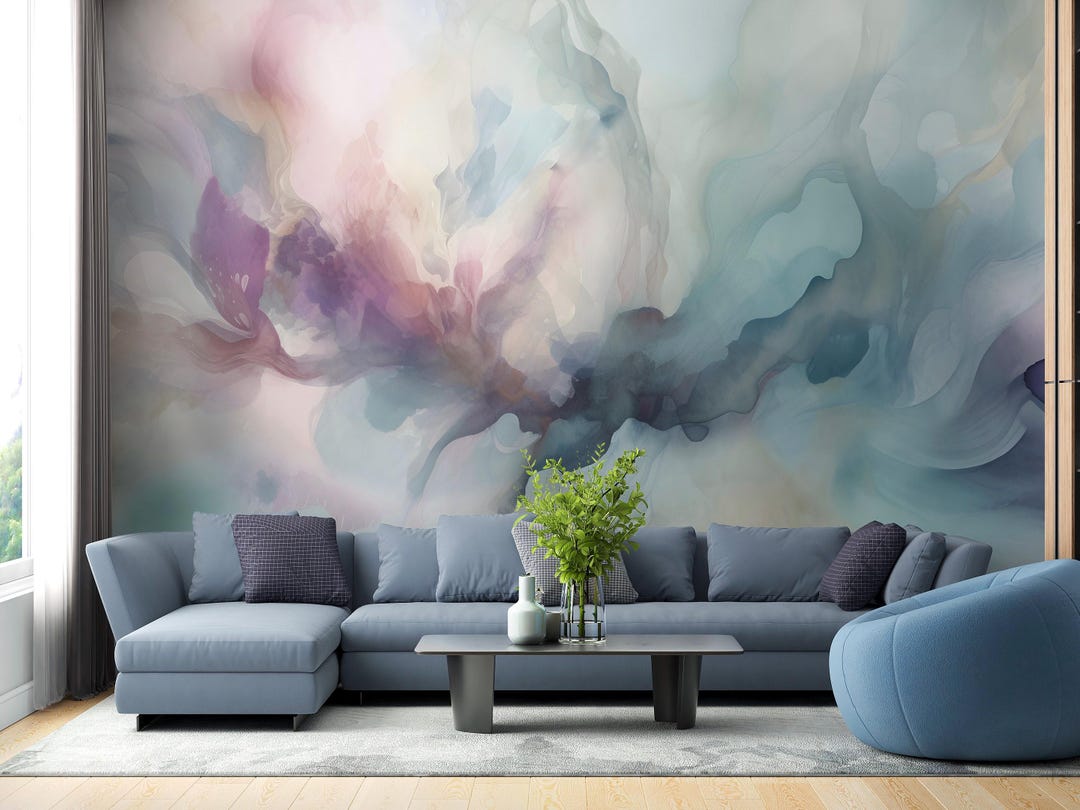 SOFT Light Watercolor Wallpaper | Abstract Ombre Mural Peel and Stick ...