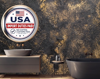 Black and Gold Venetian Stucco Wallpaper | Modern Grunge Peel and Stick | Abstract Removable Wall Art | Marble Living Room Mural #250