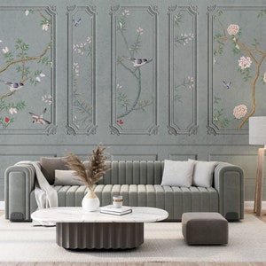 Pannelli in legno Chinoiserie VINTAGE Carta da parati / Murale in legno classico antico / Decalcomania antica arte cinese / Rivestimento / Boiserie di lusso #539