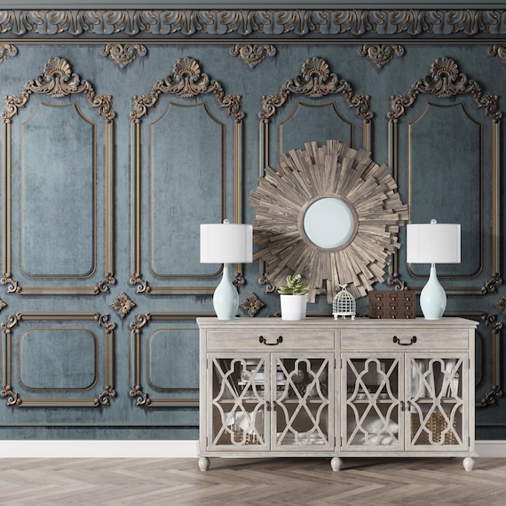 OLD Stucco Wood Panels Wallpaper | Antique Classic Wood