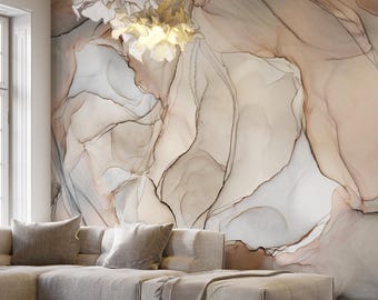 Beige marmeren behang Peel and Stick, natuursteen textuur muurschildering, verwijderbare luxe muurdecoratie, moderne neutrale kleuren voor woonkamer #91