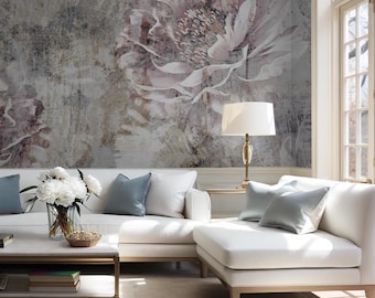 FLAWLESS Peony Wallpaper | Vintage Floral Mural | Botanical Wallpaper Flowers #137