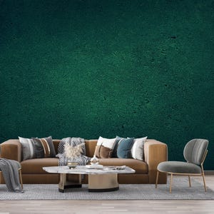RETRO Dark Green Concrete Wallpaper | Faux Texture | Decorative Paint | Boho Wall Art | Stucco Plaster Effect #557