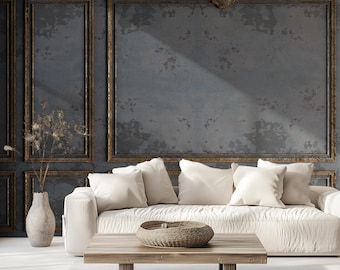Antique Wood Panels Wallpaper | Classic Wood Mural | Gray and Gold Art | Vintage Wall Decal | Wainscot | Luxury Boiserie | Peel & Stick #195