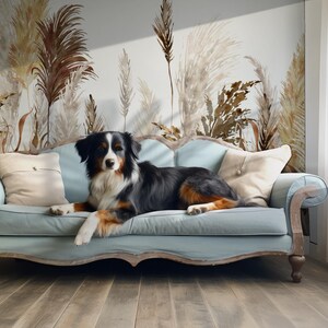Peel and Stick Bohemian Pampas Wallpaper | Removable Floral Meadow Mural, Pastel Flowers Decor #778