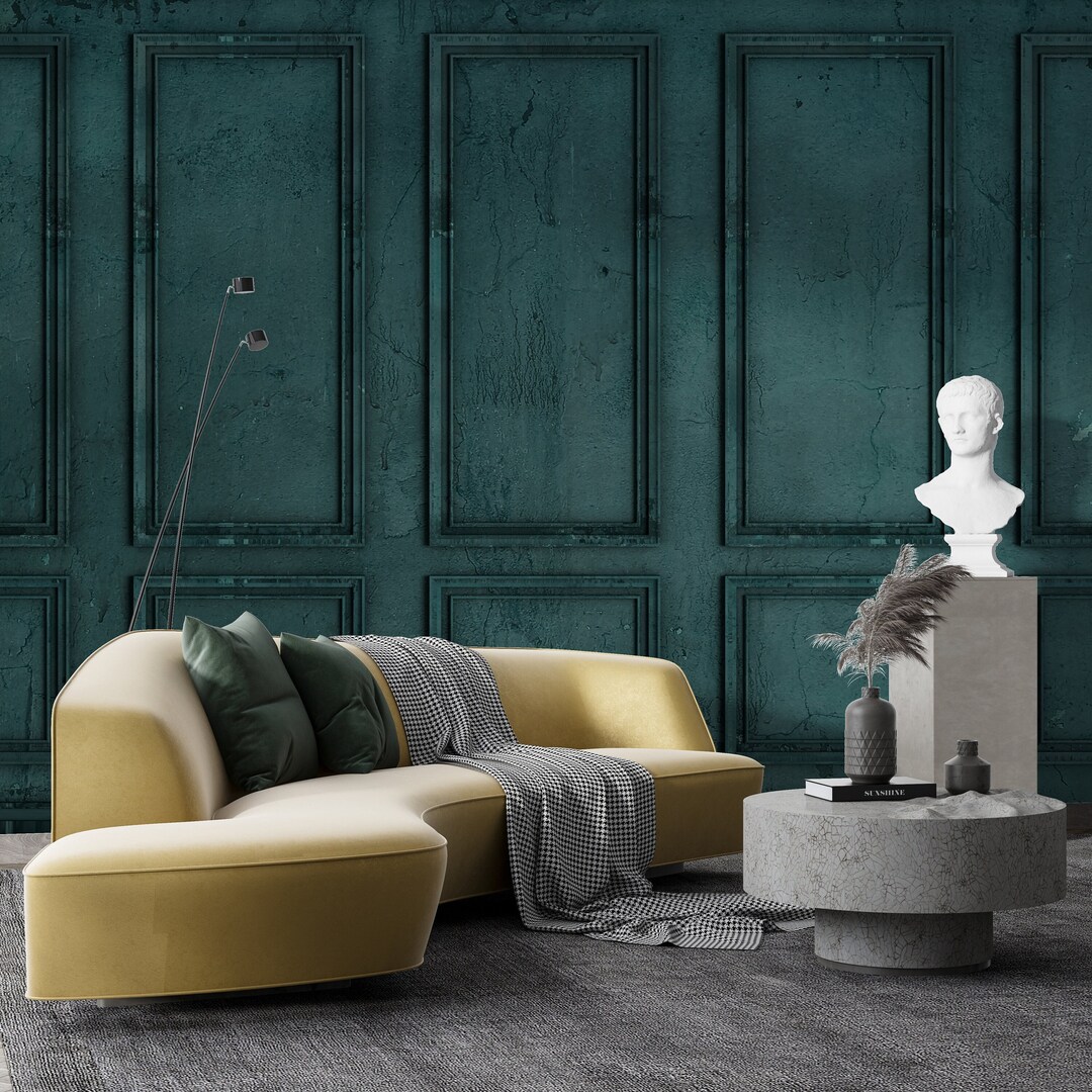 GRUNGE Wood Panels Wallpaper | Antique Green Wood Mural | Classic and ...