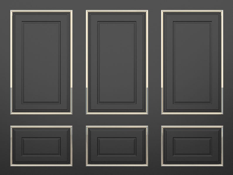 Black and Gold Wood Panel Wallpaper: Modern Wainscot Mural - Peel and Stick image 5