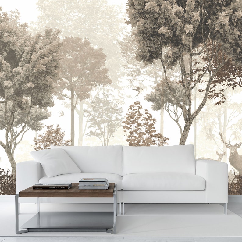 VINTAGE Forest Wallpaper Scenic MURAL Nature Wallpaper Etsy