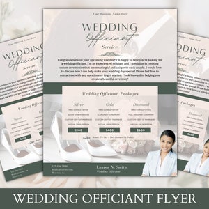 Hochzeit Officant Marketing Flyer | Hochzeits-Celebrant Flyer | Bearbeitbare Canva Vorlage | Sofort Download