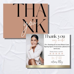 Notary Public| Thank You Card | Business Marketing | Loan Signing Agent | Business Review | Branding | Printable | Template | Canva | DIY