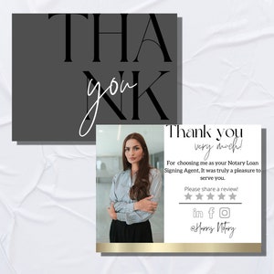 Notary Marketing | Notary Business | Thank You Card | Loan Signing Agent | Business Review | Notary Branding | Printable | Template | Canva