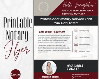 Notary Public Marketing Flyer Template: Customizable Design (Instant Download)