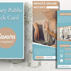 Notary Public Rack Card Template | Multipurpose Mobile Notary Brochure | Easy Marketing For Loan Signing Agents