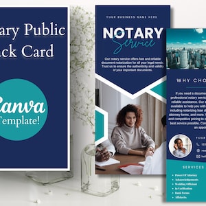 Notary Public Rack Card Template | Multipurpose Mobile Notary Brochure | Easy Marketing For Loan Signing Agents