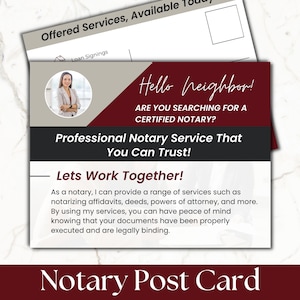Notar Postkarte | Zertifizierter Notar Unterzeichnungsvermittler | Notar Vorstellung Marketing | Digitaler Download | Canva Vorlage