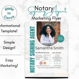 Notary Signing Agent Direct Marketing Flyer | Instant Download | Modern Notary Public | Printable Canva Template | Editable Template