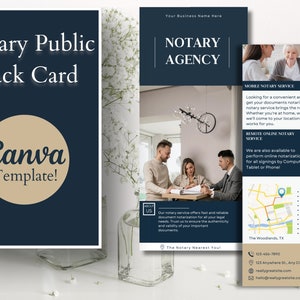 Notary Public Rack Card Template | Multipurpose Mobile Notary Brochure | Easy Marketing For Loan Signing Agents