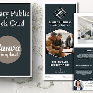Notary Public Rack Card Template | Multipurpose Mobile Notary Brochure | Easy Marketing For Loan Signing Agents