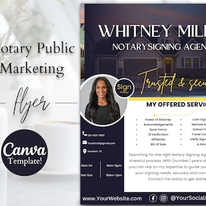 Notary Public Marketing Flyer Template | Notary Signing Agent Marketing Flyer | Mobile Notary Flyer | Business Marketing | Instant Download