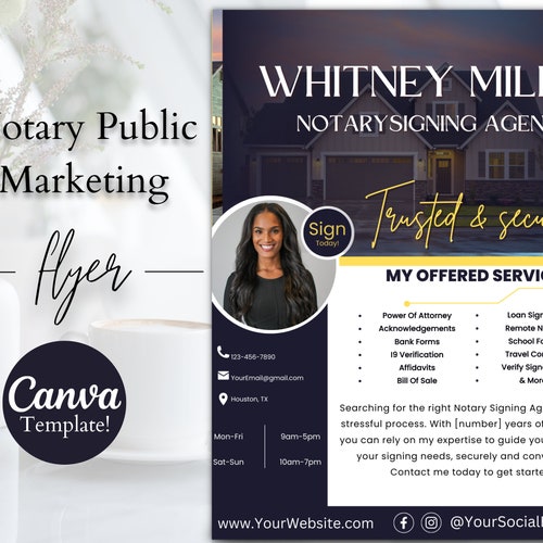 Notary Public Marketing Flyer Template Notary Signing Agent Etsy