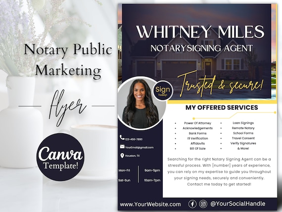 Notary Public Marketing Flyer Template Notary Signing Agent.