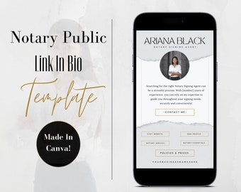 Notary Public Link In Bio Landing Page | Digital Marketing Business Page For Notary Signing Agents & Mobile Notaries!