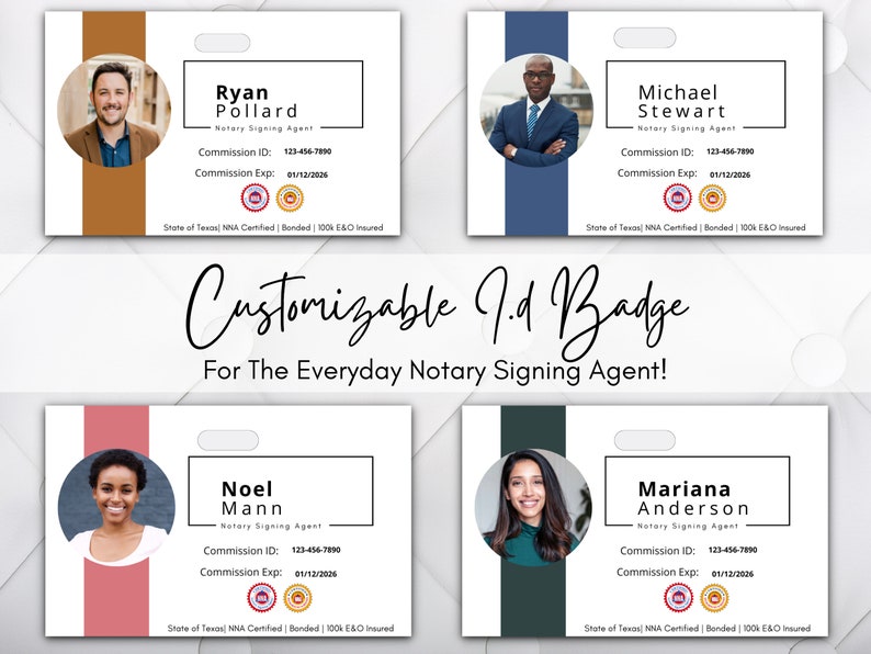 Notary Signing Agent ID Badge Template Horizontal Notary Public
