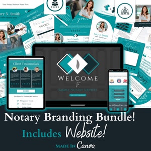 Pakiet Notariusza Publicznego Branding | Zawiera Witrynę Agenta Podpisującego Notariusza | Mobilne Ulotki Marketingowe Notariusza | Szablony Notariusza