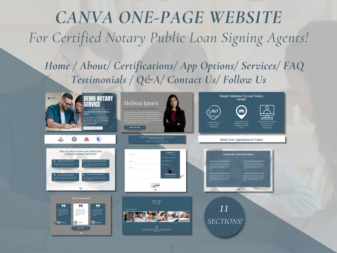 Notary Public Website Template Professional Landing Page (canva
