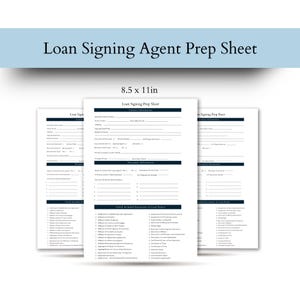 Notary Loan Signing Agent Prep Sheet | Notary Signing Agent Checklist | Printable Notary Signing Agent Intake Form | Instant Download
