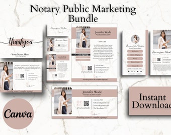 Notary Marketing Bundle: Business Card, Flyer, and More (Canva Templates Digital Download)