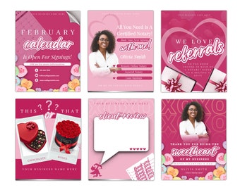Notary Public Valentine flyers | Social Media Content Posts For Notary Signing Agents | Instant Download | DIY