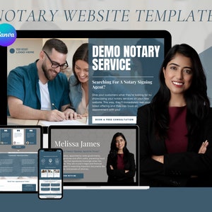 Modèle de site Web de notaire certifié Canva Page de destination pour notaire professionnel Notaire public d'une page Lien vers le site Web d'entreprise dans la bio