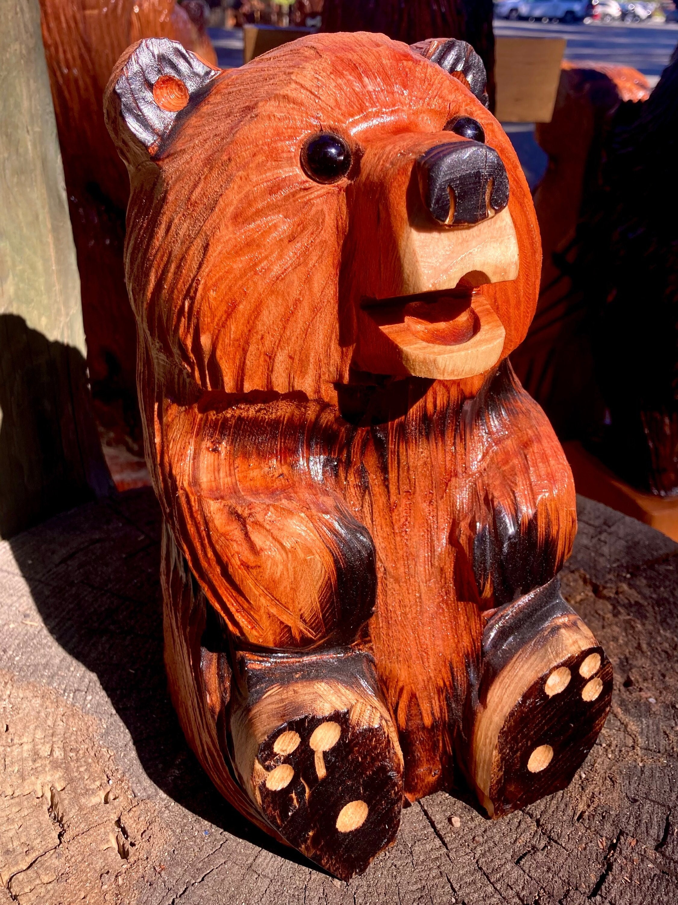Wood carved Nugget Bear chainsaw art - Etsy 日本