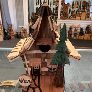 Unique A-Frame Wood Birdhouse