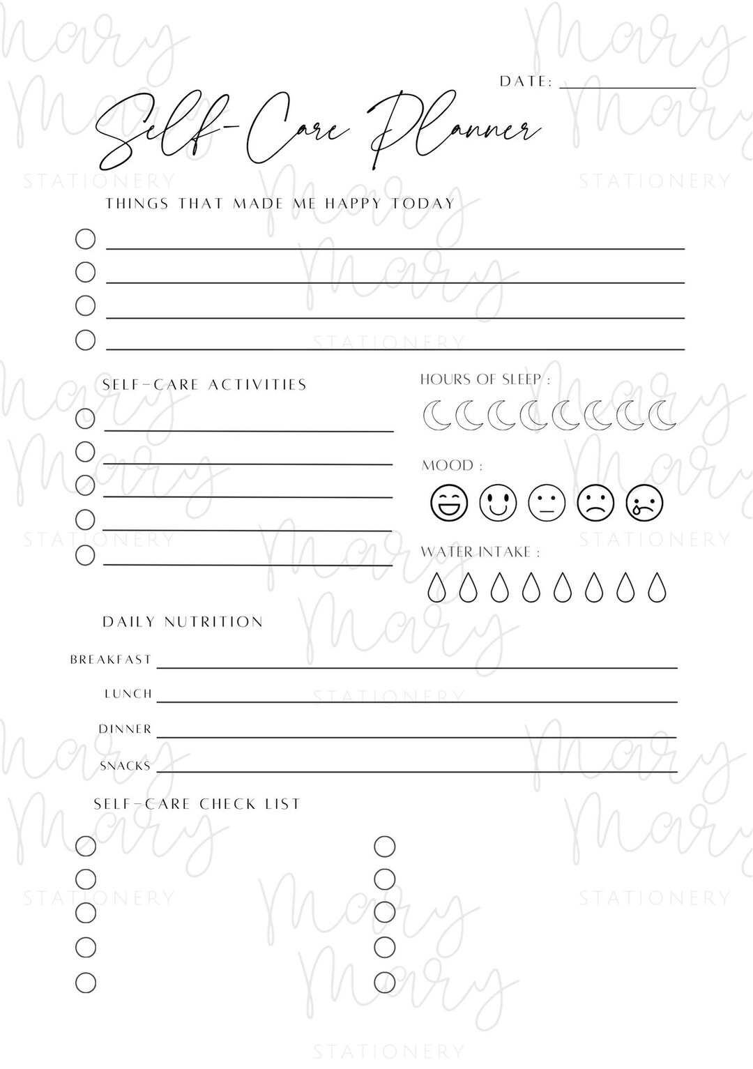Undated Self-care Digital Printable Planner Pages - Etsy