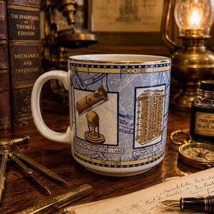 Vintage Millennium Science & Inventions Mug | Reflecting Telescope | Early Computer | Engineer Gift | Physics Teacher Gift | Nerd Coffee Mug