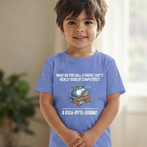 Giga-Byte Shark Joke Toddler Tee | Computer Shark Graphic Shirt