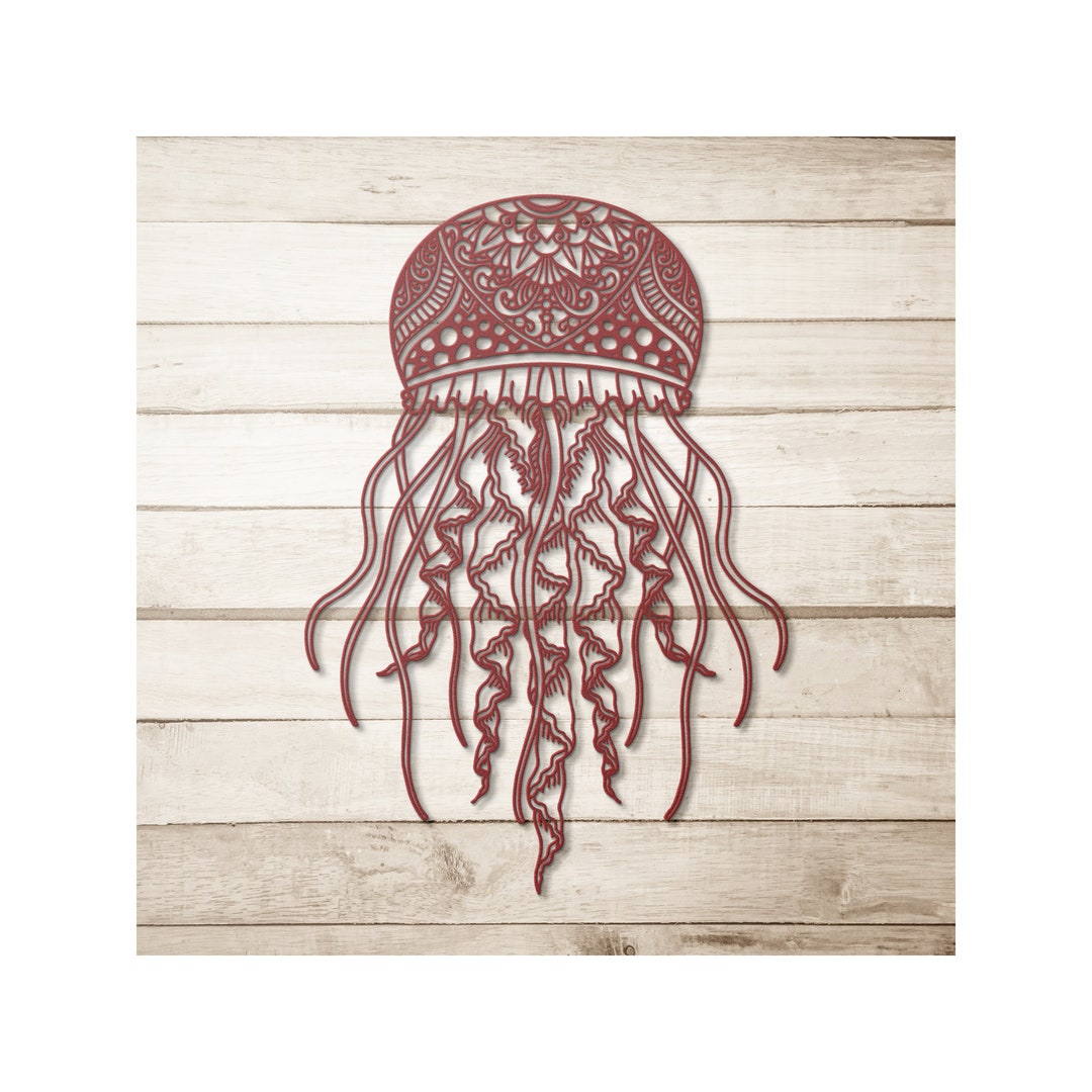 Jellyfish Metal Wall Art, Deep Sea Metal Art Print, Sea Metal Wall Art