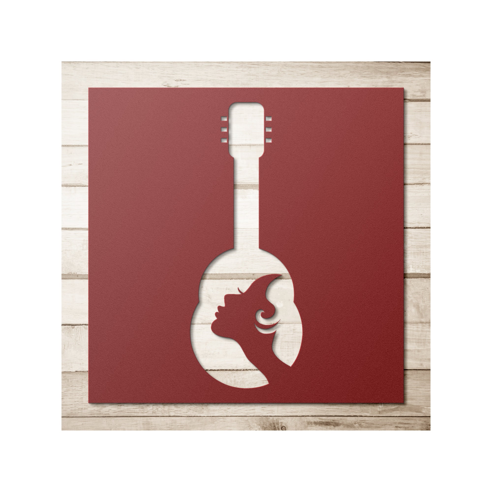 Guitar Metal Wall Art, 2D Music Metal Sculpture, Music Lover Metal