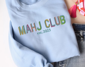 Mahj Club Est. Year Embroidered Crewneck Sweatshirt