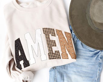 Amen geborduurd sweatshirt met appliqué